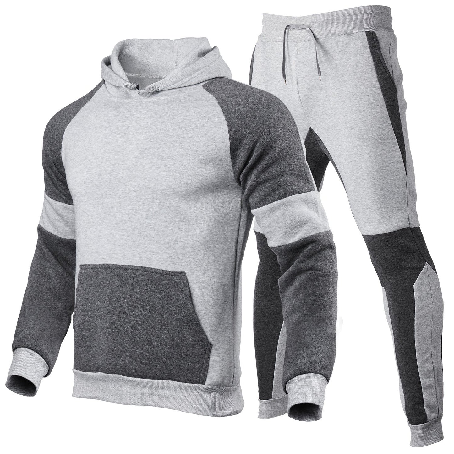 Herr Hoodieset – Avslappnad Passform – Bomullsblandning – Sportig Design