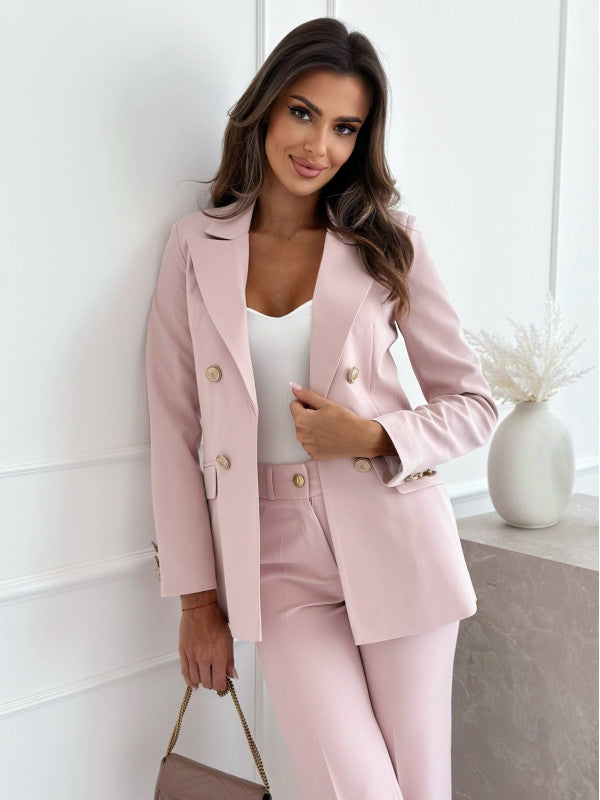 Dam Blazer – Skräddarsydd Passform – Ullblandning – Dubbbröst – Klassisk Design