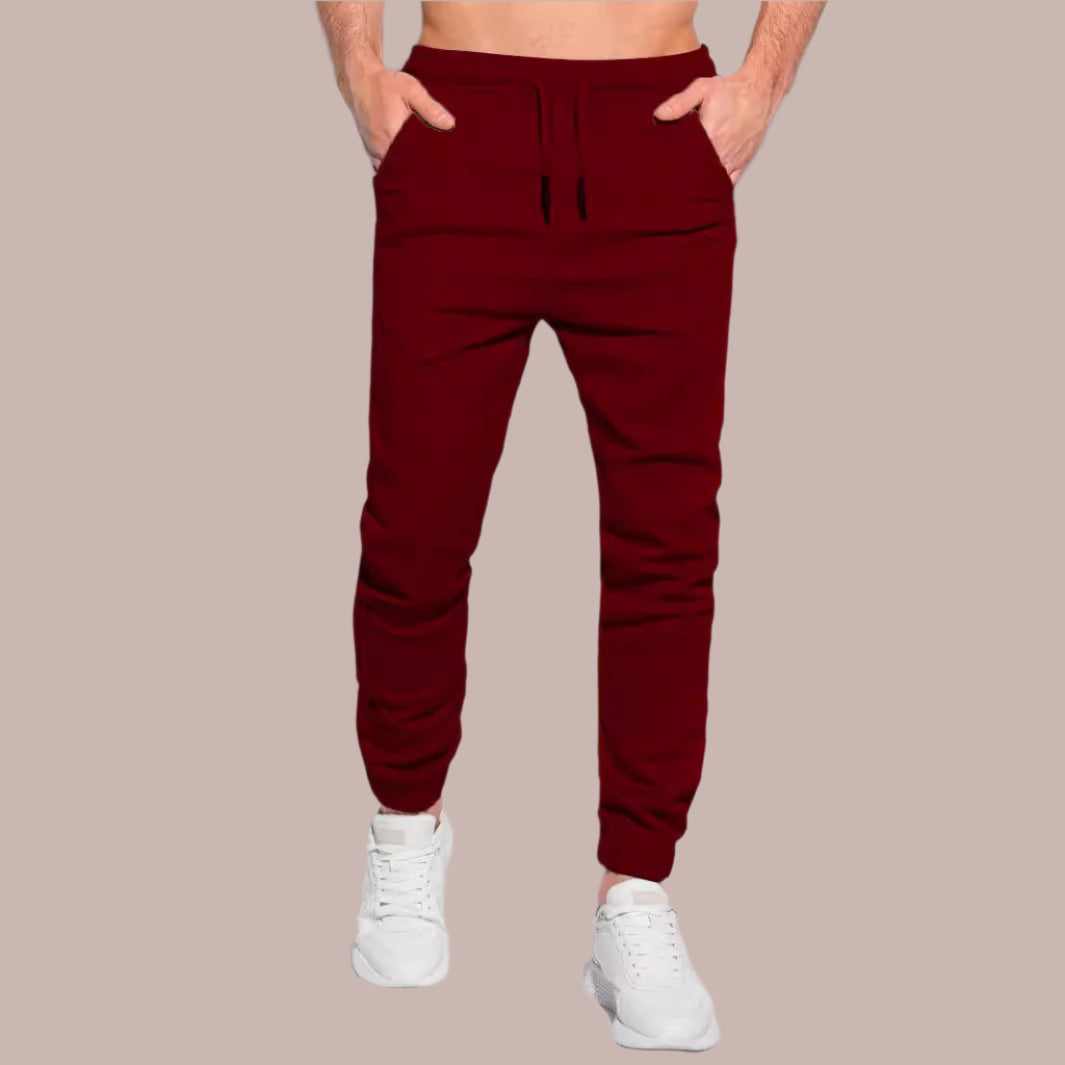 Herr Joggingbyxor – Slim Fit – Mjukstickat Tyg – Dragsko – Resårvid Ankeln