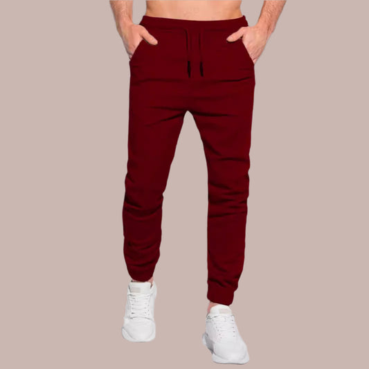 Herr Joggingbyxor – Slim Fit – Mjukstickat Tyg – Dragsko – Resårvid Ankeln