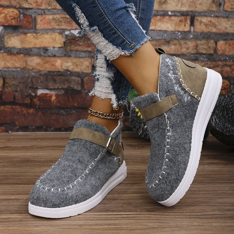 Dam Ankelboots – Avslappnad Passform – Slip-On – Spänne – Mjuk Textur