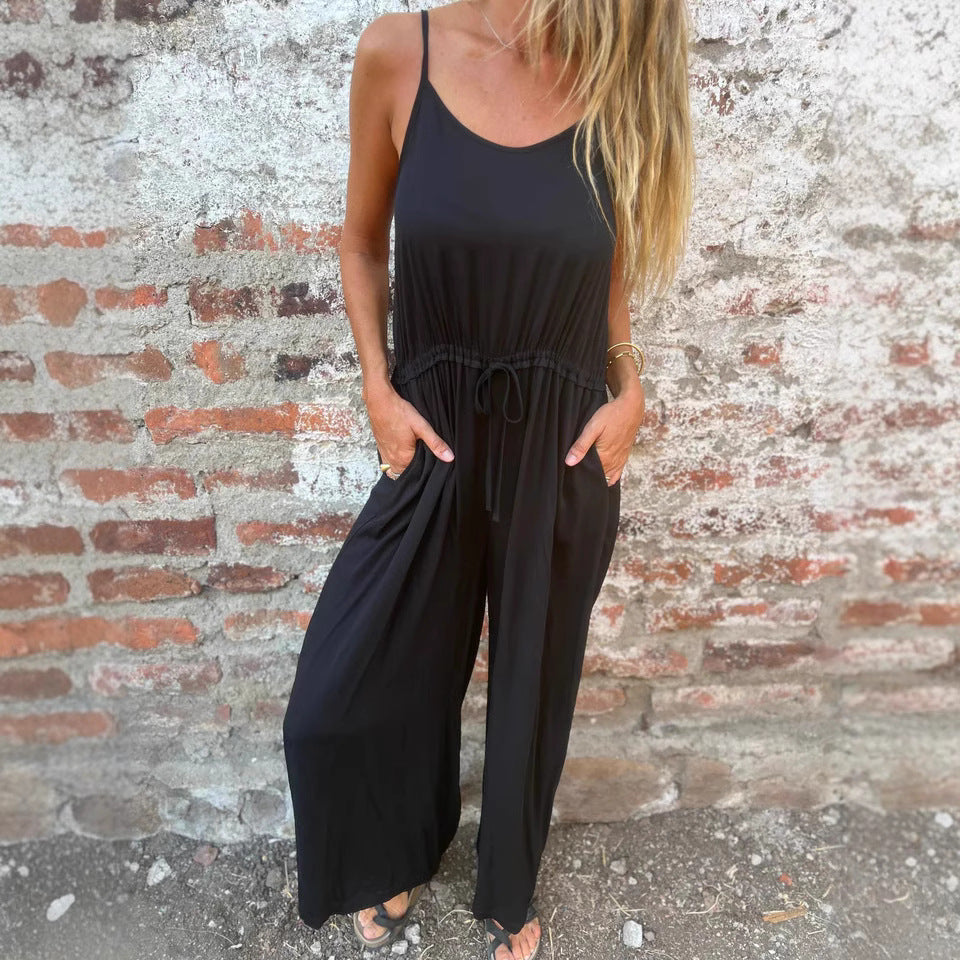 Dam Jumpsuit – Vid Ben – Justerbar Midja – Ärmlös – Andningsbar Tygblandning