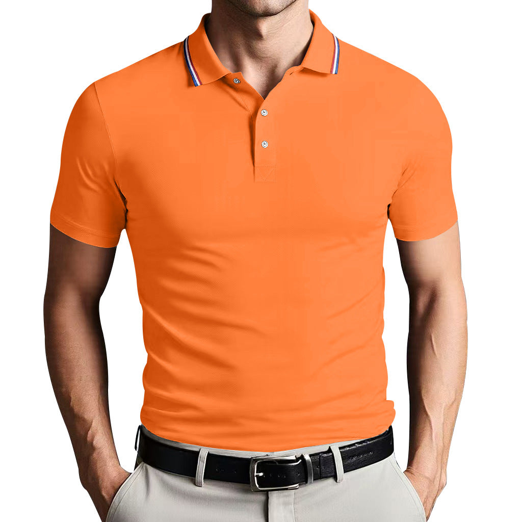 Herr Pikétröja – Slim Fit – Andningsbart Tyg – Kort Ärm – Klassisk Krage