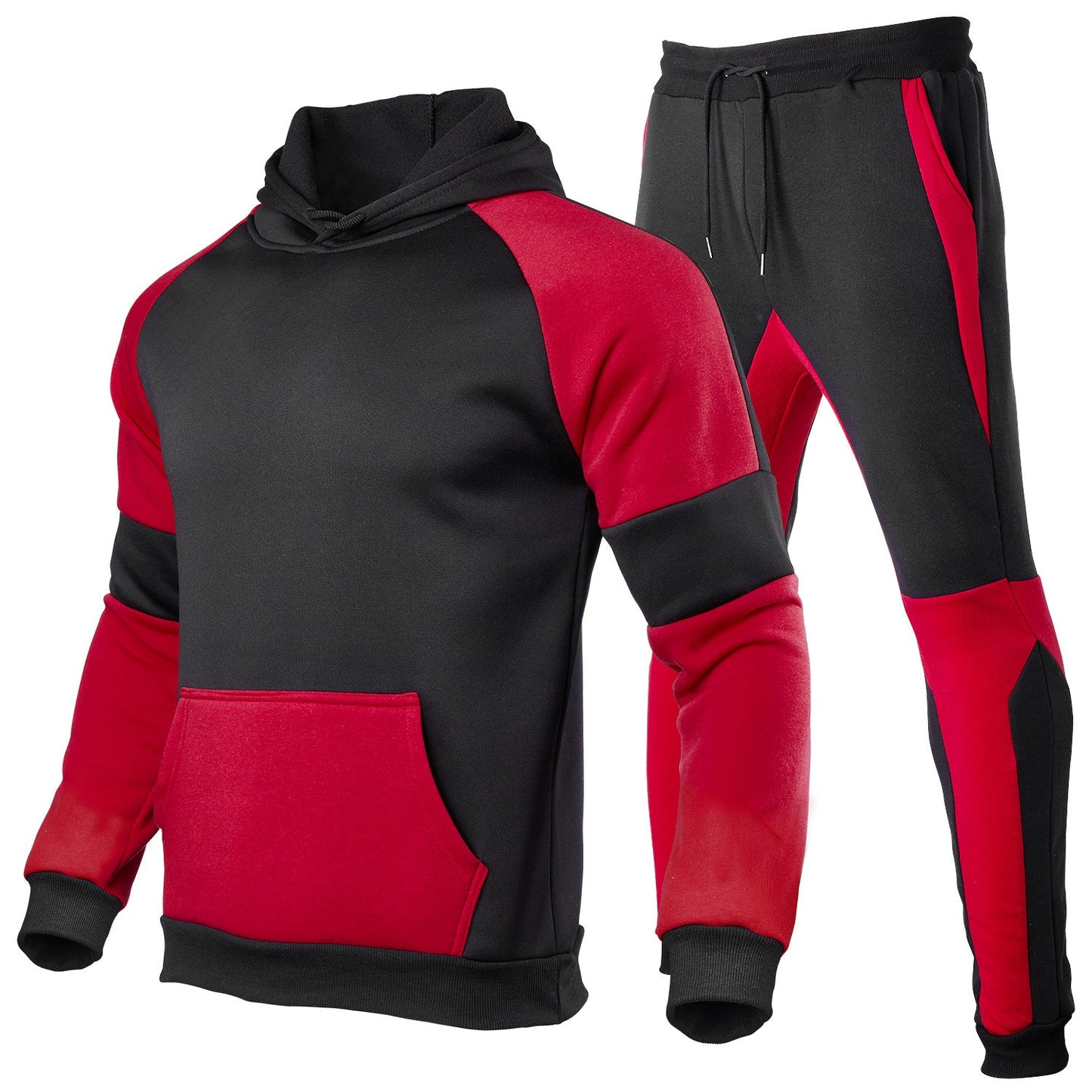 Herr Hoodieset – Avslappnad Passform – Bomullsblandning – Sportig Design