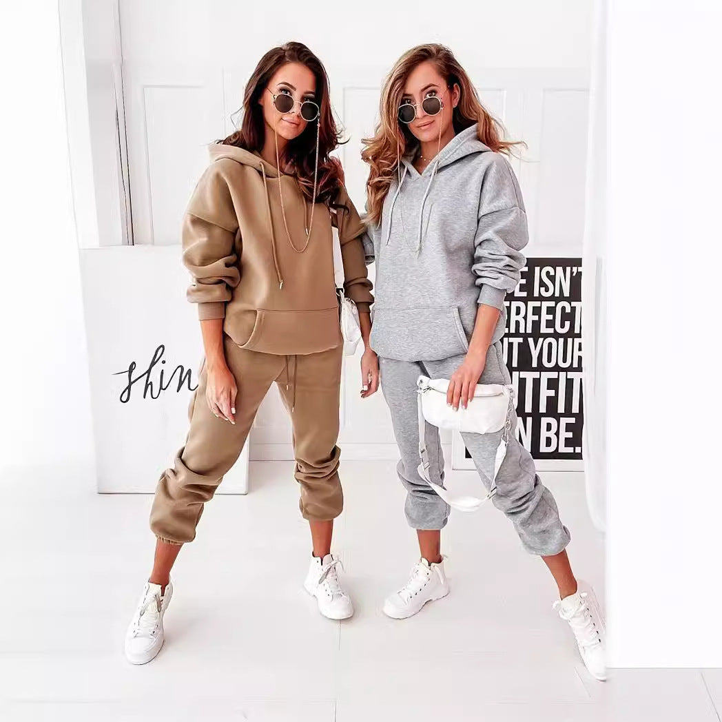 Damtracksuit – Avslappnad Passform – Mjuk Bomullsblandning – Hoodie med Joggers