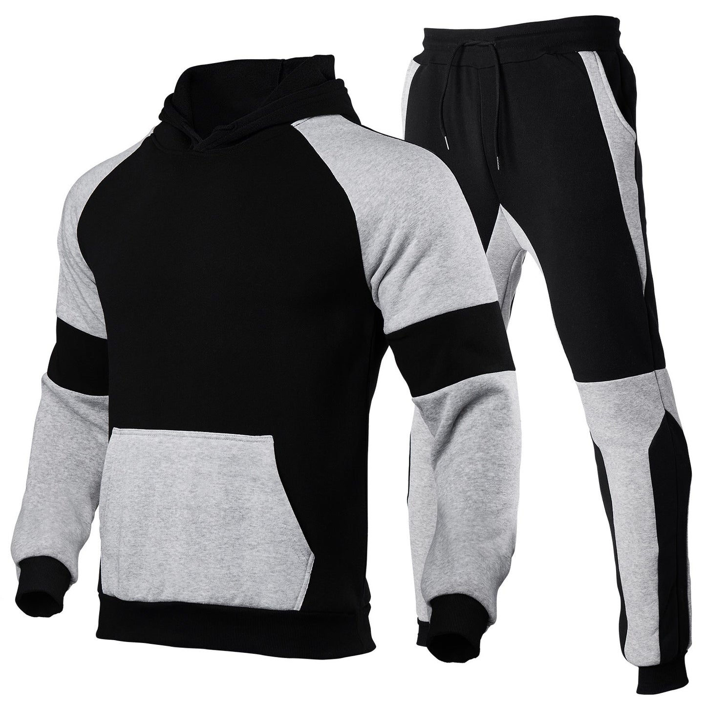Herr Hoodieset – Avslappnad Passform – Bomullsblandning – Sportig Design