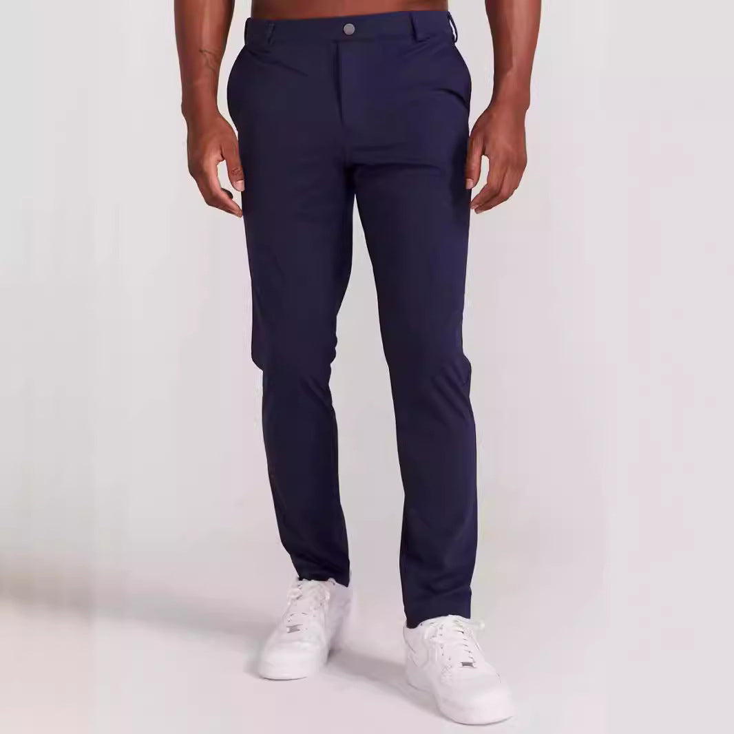 Herrbyxa – Slim Fit – Mjuk Andningsbar Textil – Fullängd – Bakfickor