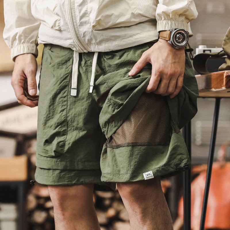 Herr cargoshorts – Snabbtorkande tyg – Avslappnad passform – Justerbar midja – Meshpaneler