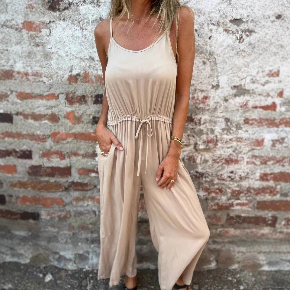 Dam Jumpsuit – Vid Ben – Justerbar Midja – Ärmlös – Andningsbar Tygblandning
