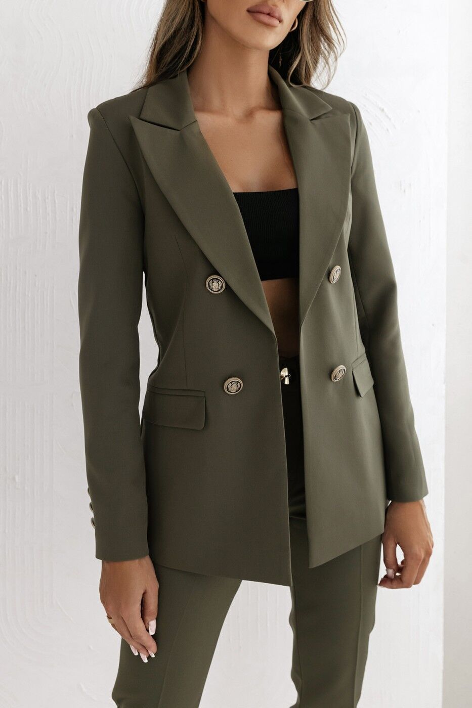 Dam Blazer – Skräddarsydd Passform – Ullblandning – Dubbbröst – Klassisk Design
