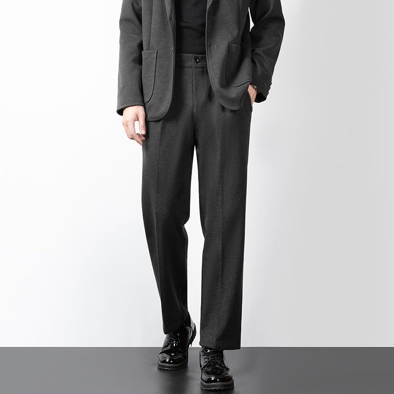 Herrbyxor – Ullblandning – Slim Fit – Pressveck – Fullängd Formell Look