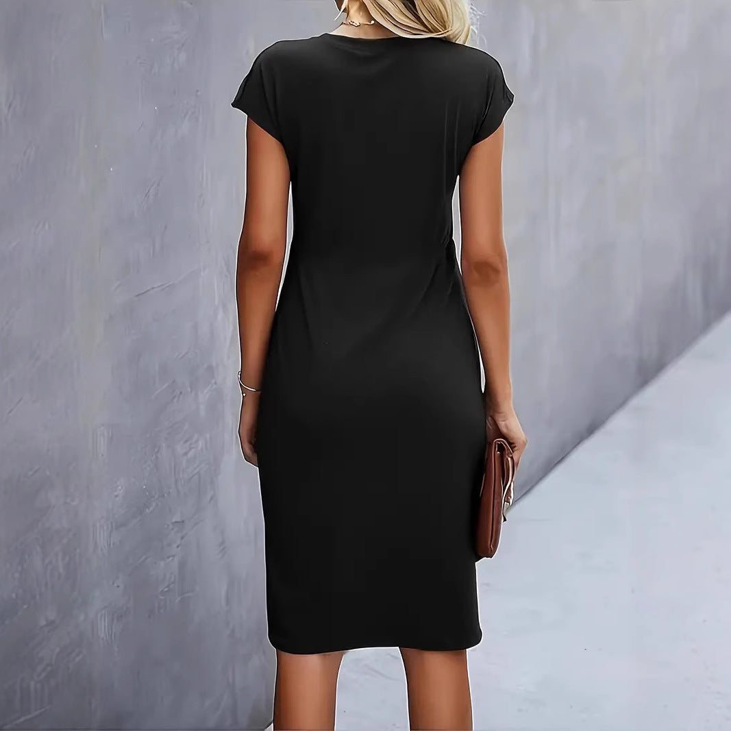 Damklänning Bodycon – Slim Fit – Stretchigt Tyg – Kort Ärm – Knytning i sidan