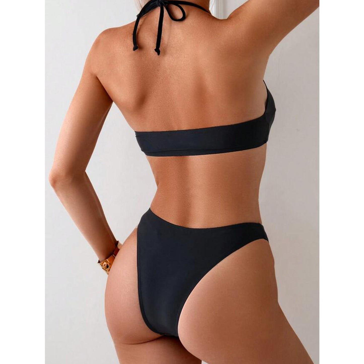 Dam Bikini Set – Halterneck – Hög Midja – Spänndetalj – Stretchig Passform
