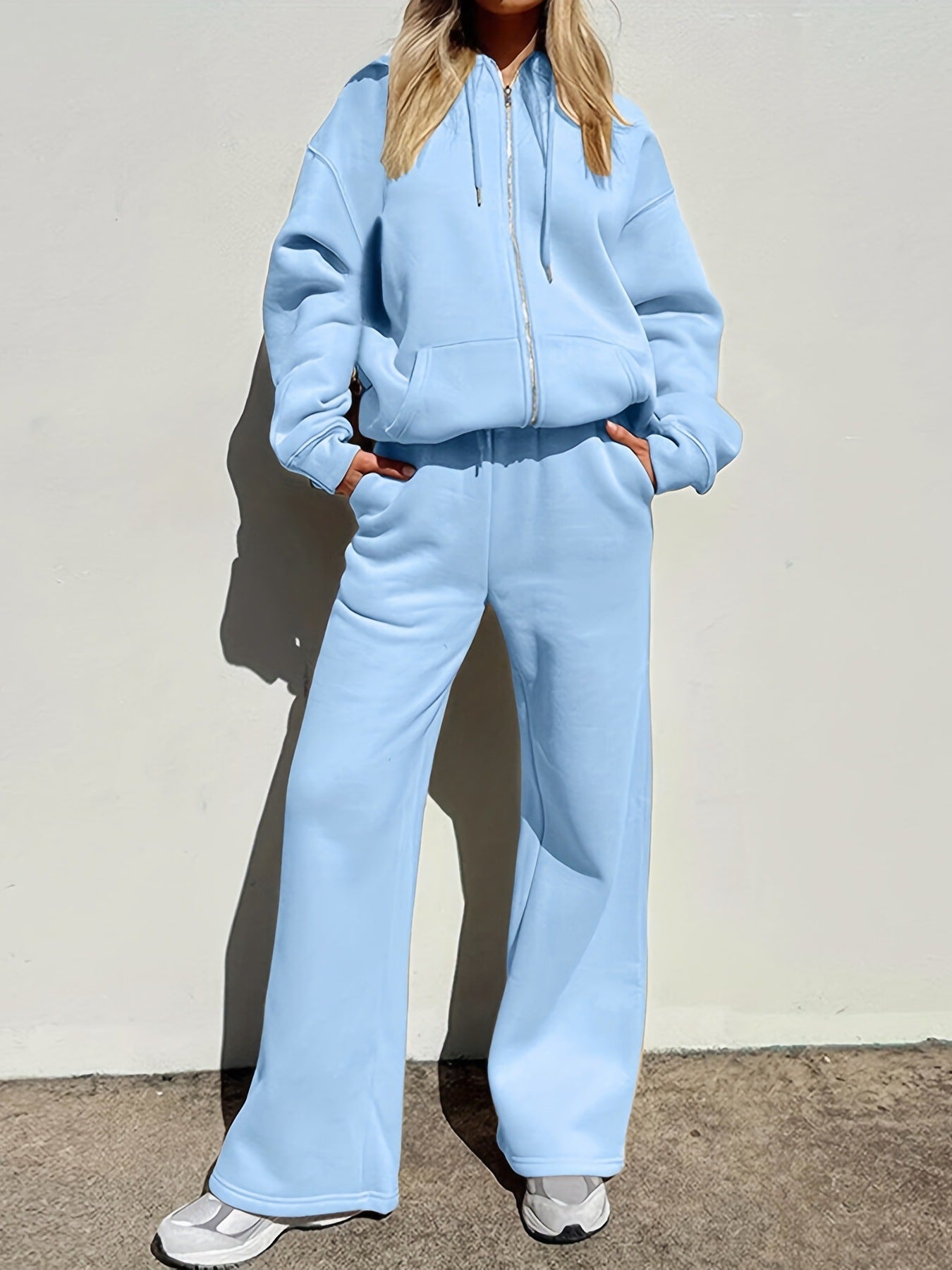 Dam Loungewear Set – Fleece Tvådelad – Avslappnad Passform Hoodie & Joggers