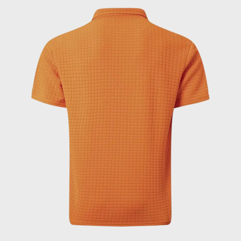 Herr pikétröja – Slim Fit – Mjukstickad – Kontrastkrage – Texturerad design