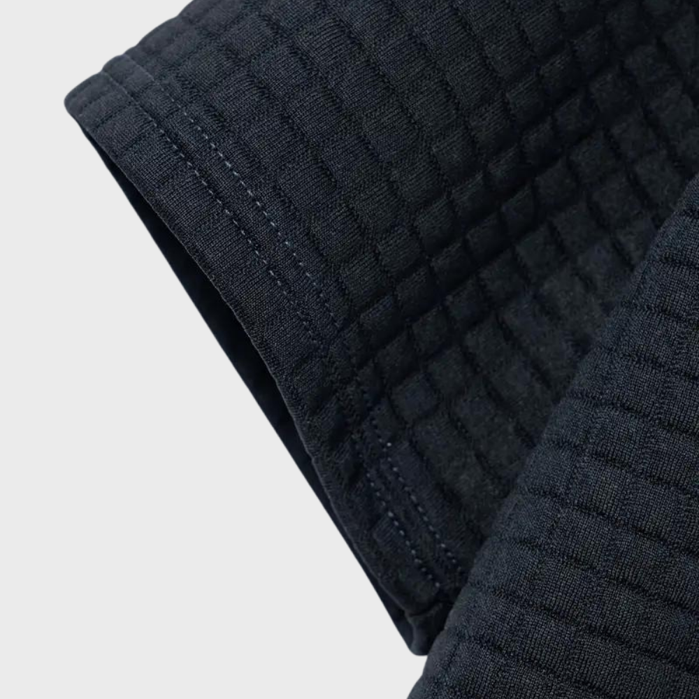 Herr pikétröja – Slim Fit – Mjukstickad – Kontrastkrage – Texturerad design