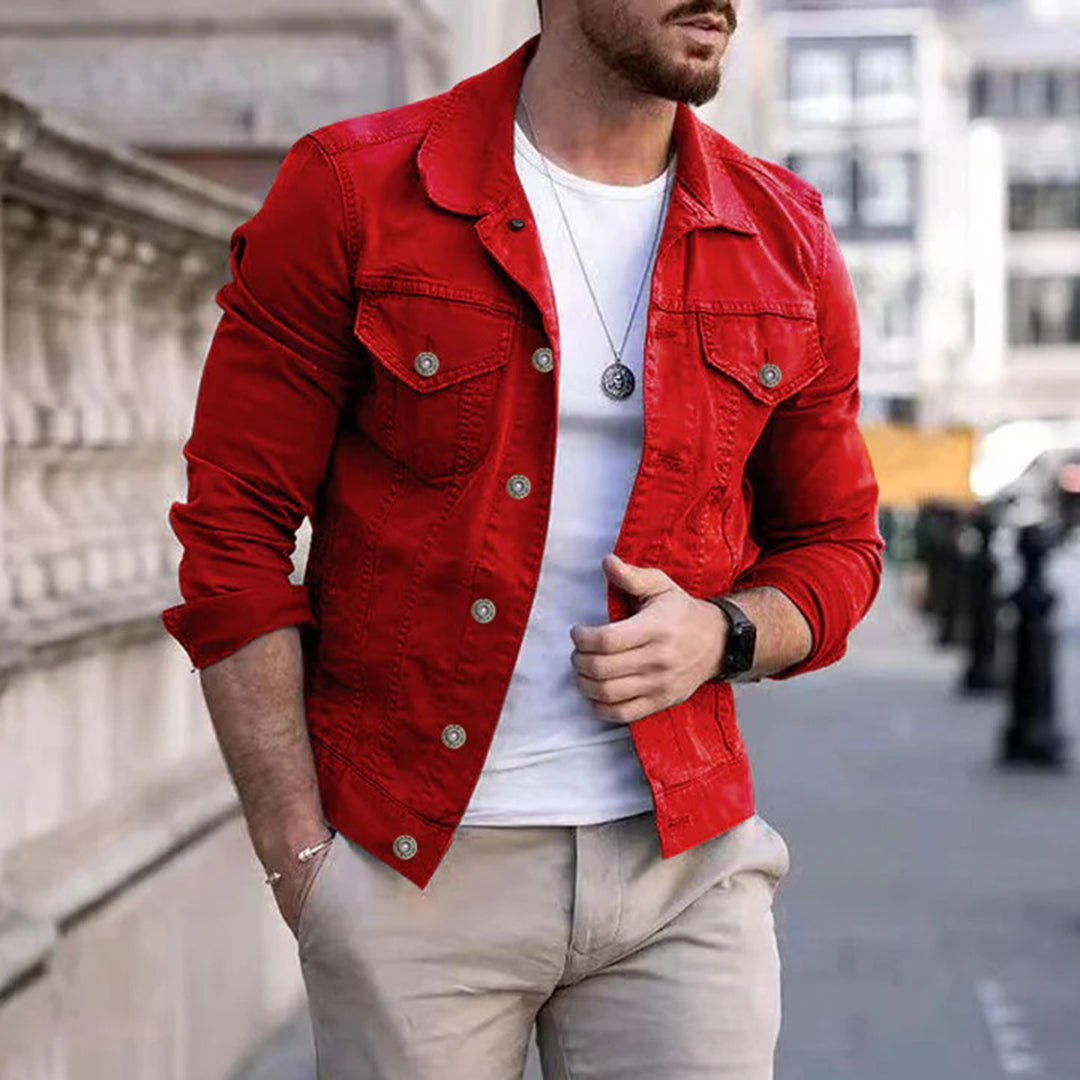 Herrjacka – Slim Fit – Andningsbart Tyg – Knäppning – Bröstficka