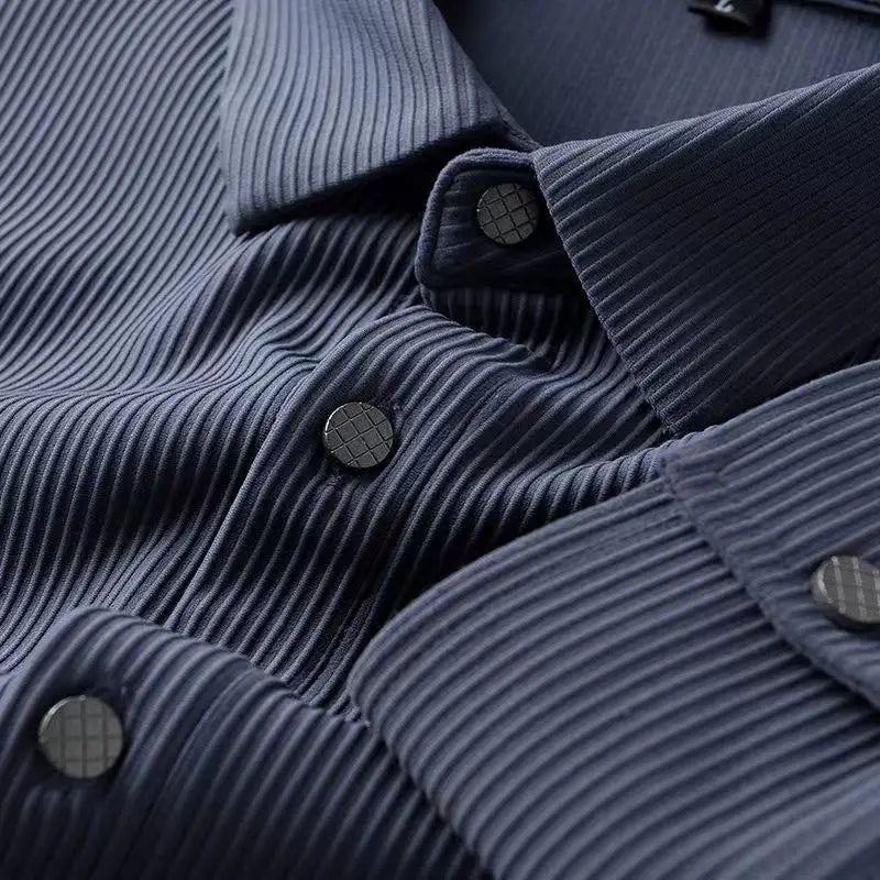 Herrskjorta – Slim Fit – Andningsbart Tyg – Klassisk Krage – För Kontorsbruk