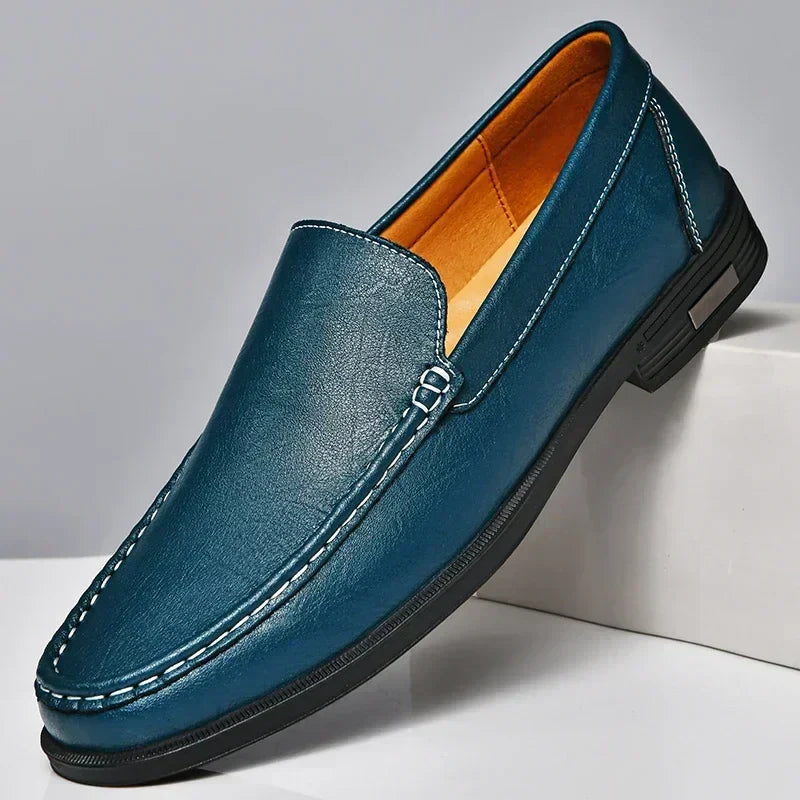 Herrmokasiner – Smidig Passform – Synlig Sömnadsdetalj – Slip-On för Smart Casual