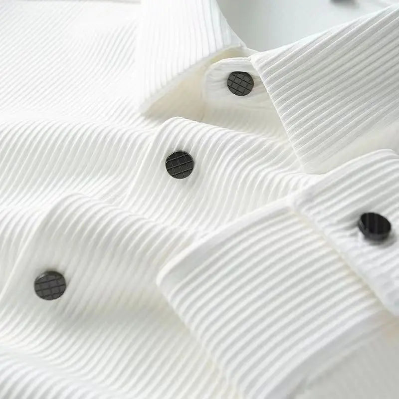 Herrskjorta – Slim Fit – Andningsbart Tyg – Klassisk Krage – För Kontorsbruk