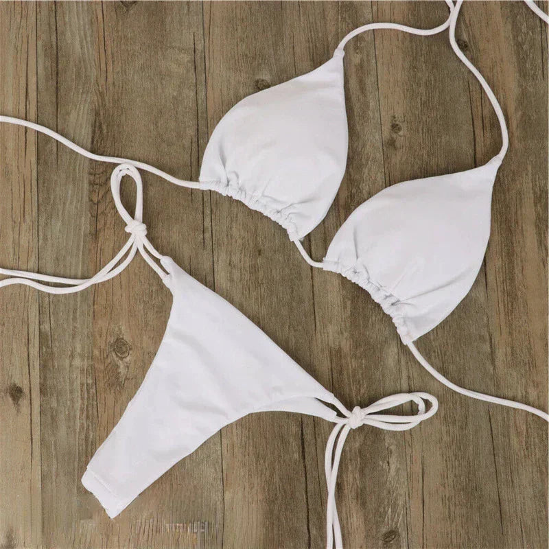 Dam Bikini Set – Triangelmodell – Justerbara Band – Låg Midja – Minimal Täckning