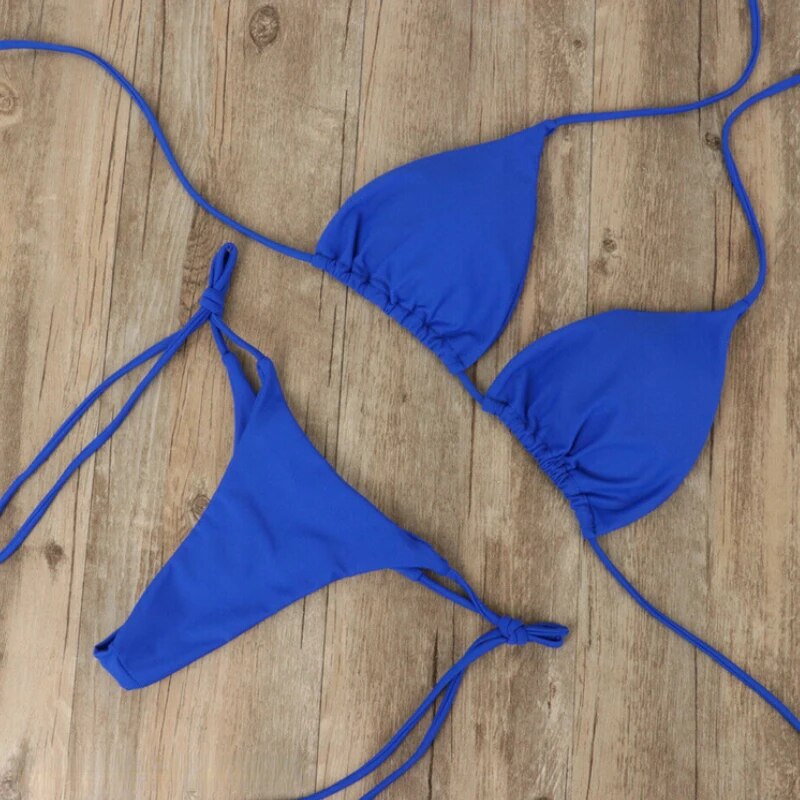 Dam Bikini Set – Triangelmodell – Justerbara Band – Låg Midja – Minimal Täckning
