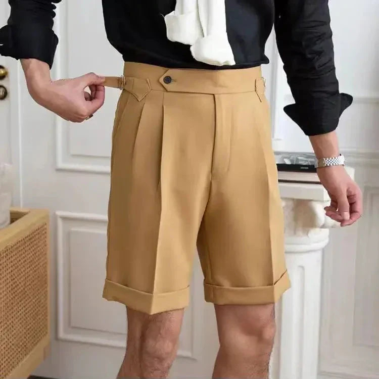 Herrshorts – Skräddarsydd Passform – 100% Bomull – Pressveck – Uppvikt Fåll – Knälång