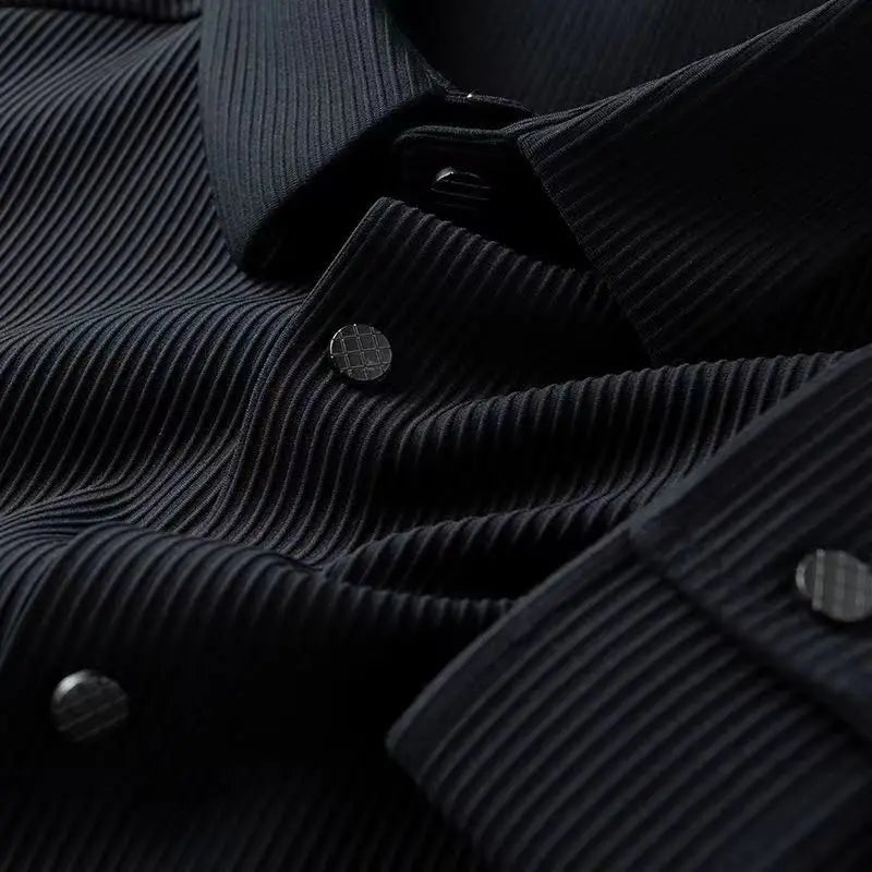 Herrskjorta – Slim Fit – Andningsbart Tyg – Klassisk Krage – För Kontorsbruk
