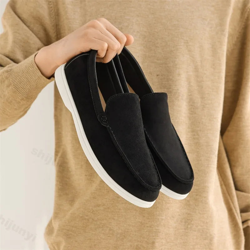 Herrloafers – Slip-on – Mockaliknande yta – Dämpad innersula – Halkfri sula