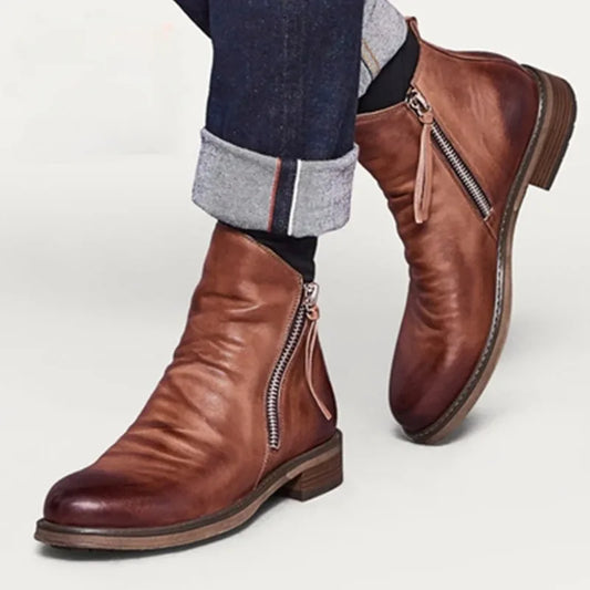 Herr Chelsea boots – Läder – Ankellängd – Dragkedja – Låg klack – Smal passform