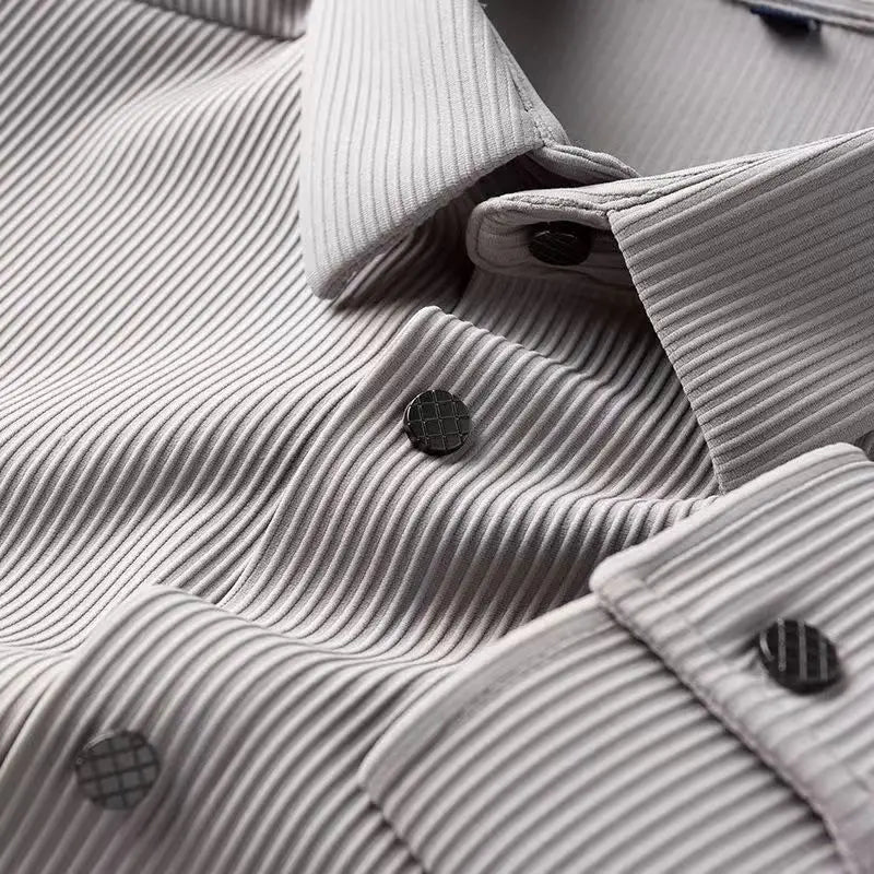 Herrskjorta – Slim Fit – Andningsbart Tyg – Klassisk Krage – För Kontorsbruk