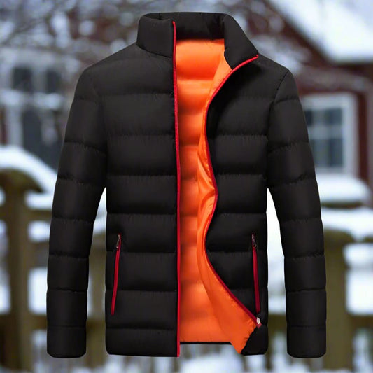 Herr Pufferjacka - Vattentålig - Varmt Foder - Hög Krage - Quiltad Design