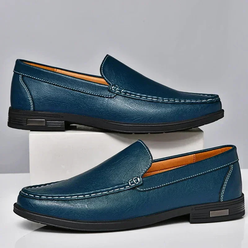 Herrmokasiner – Smidig Passform – Synlig Sömnadsdetalj – Slip-On för Smart Casual