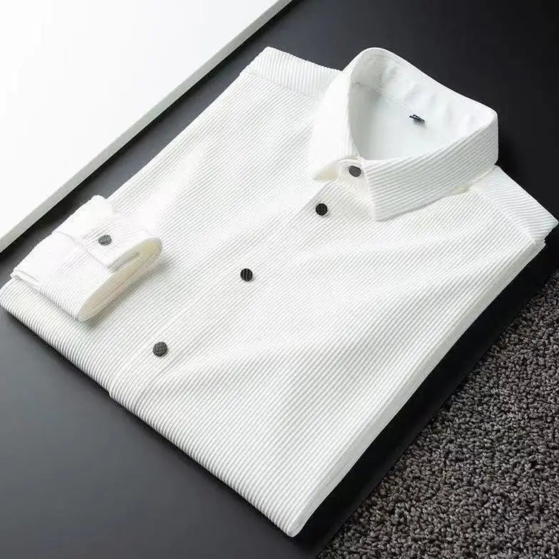 Herrskjorta – Slim Fit – Andningsbart Tyg – Klassisk Krage – För Kontorsbruk