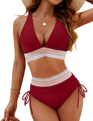 Dam Bikini Set – Justerbar Triangelöverdel – Hög Midja – Formande Passform – Andningsbart Tyg