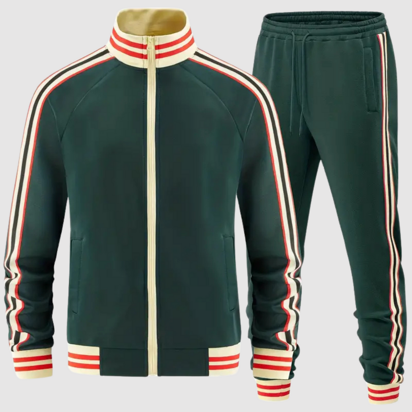 Herr Träningsset – Fullzip Jacka – Taperade Byxor – Andningsbar – Sportig Passform