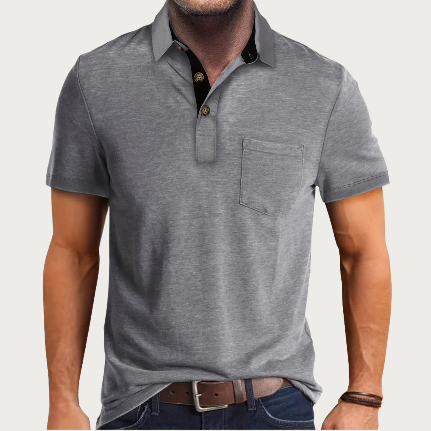 Herrpikétröja – Soft Knit – Regular Fit – Kort Ärm – Bröstficka – Avslappnad Stil