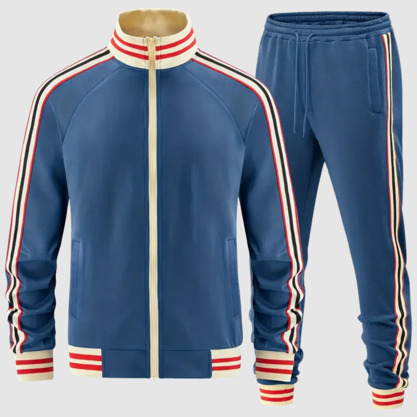 Herr Träningsset – Fullzip Jacka – Taperade Byxor – Andningsbar – Sportig Passform