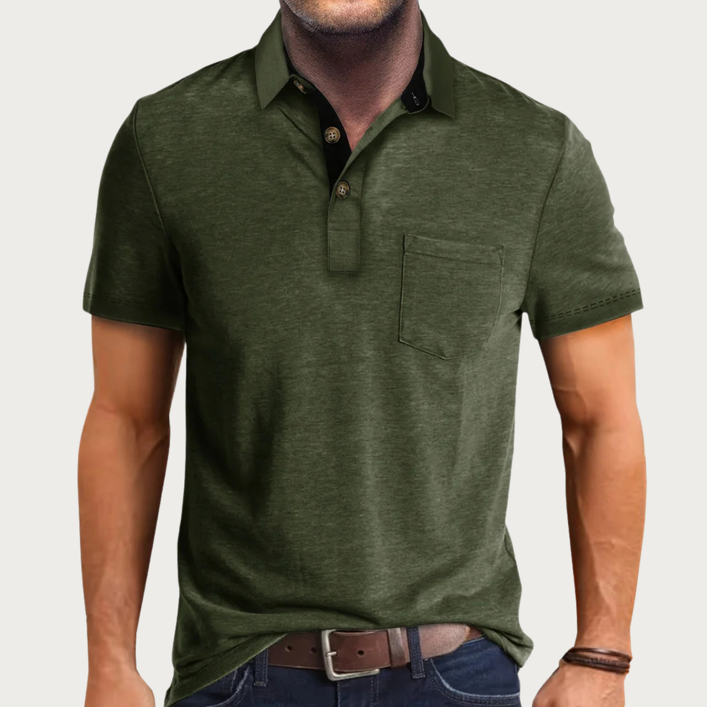 Herrpikétröja – Soft Knit – Regular Fit – Kort Ärm – Bröstficka – Avslappnad Stil
