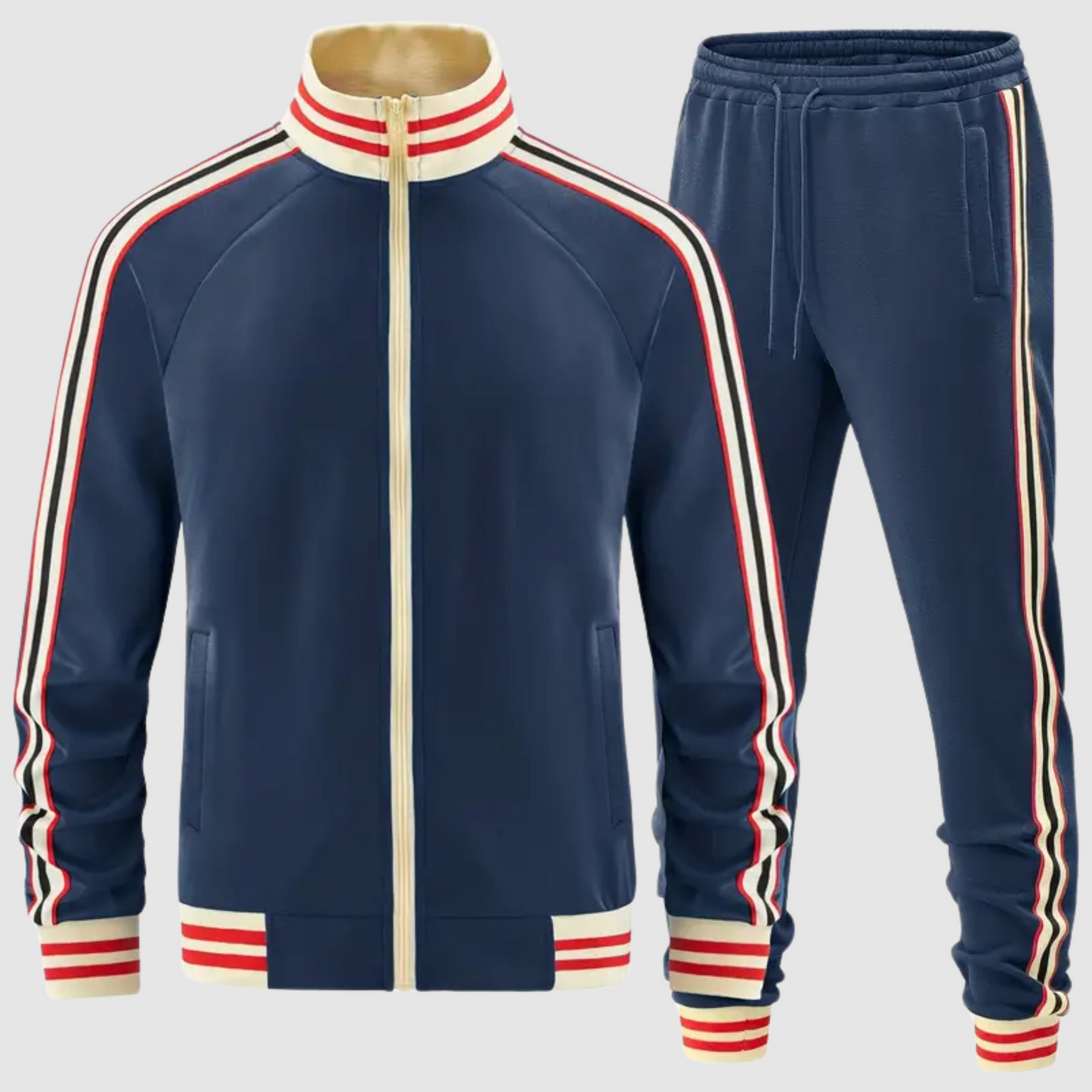 Herr Träningsset – Fullzip Jacka – Taperade Byxor – Andningsbar – Sportig Passform