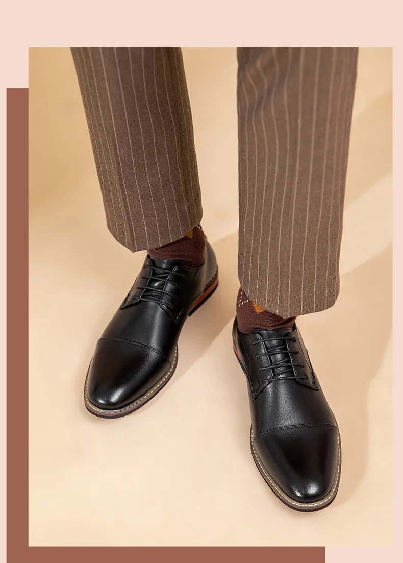 Herrskor Oxford – Mockaöverdel – Cap Toe – Sluten Snörning – Klassisk Passform