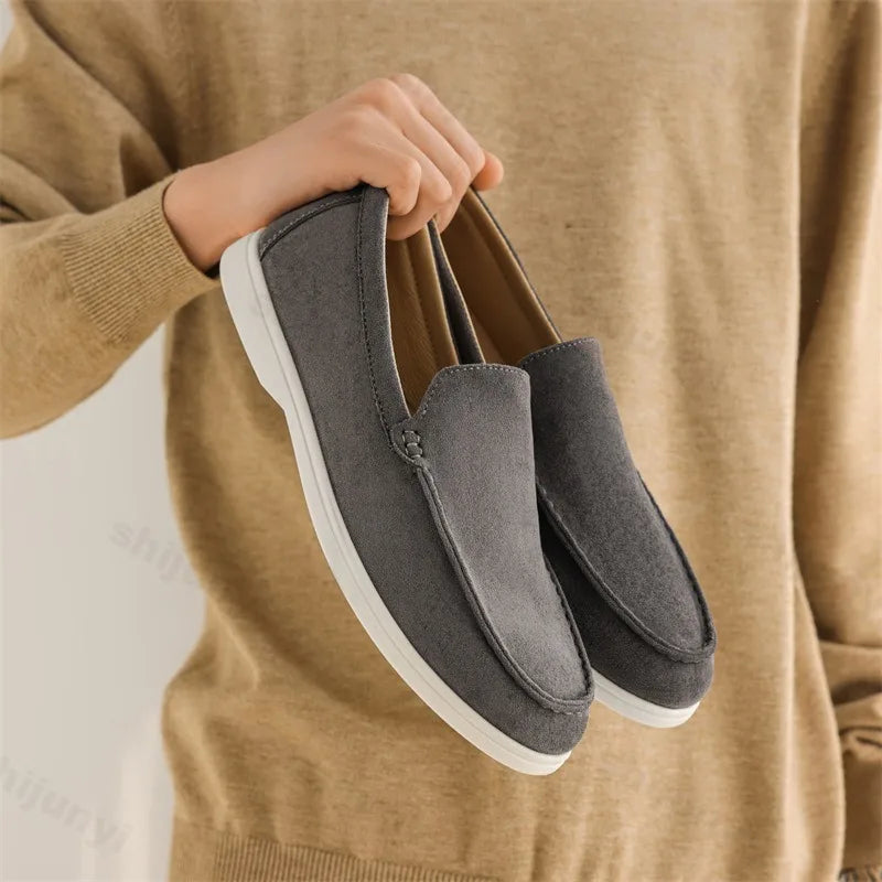Herrloafers – Slip-on – Mockaliknande yta – Dämpad innersula – Halkfri sula