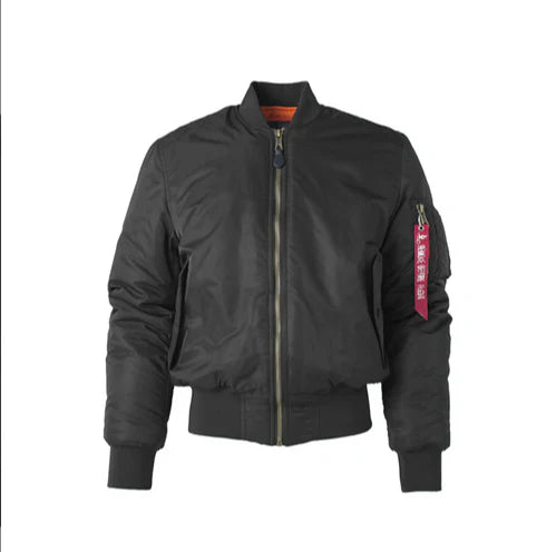 Herr Bomberjacka - Syntetisk Blandning - Klassisk Passform - Ribbstickad Krage & Muddar