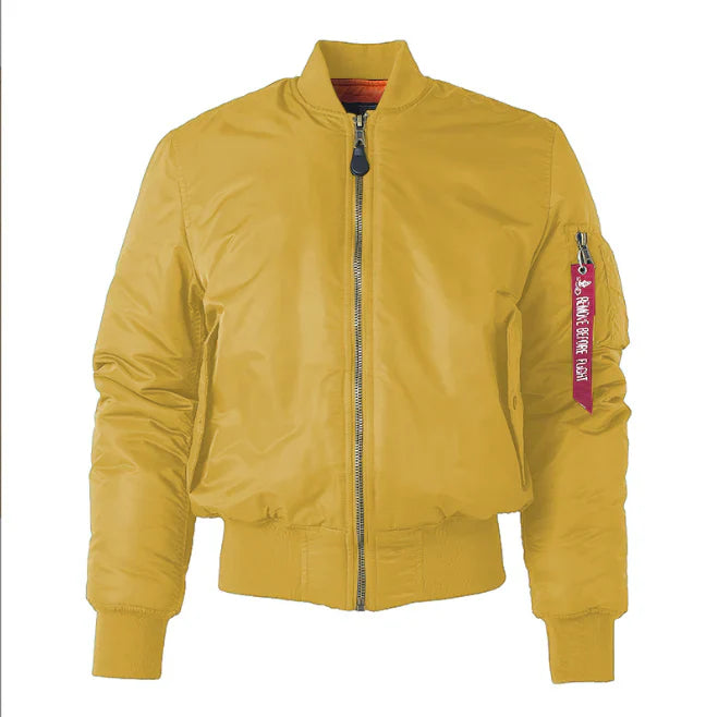 Herr Bomberjacka - Syntetisk Blandning - Klassisk Passform - Ribbstickad Krage & Muddar