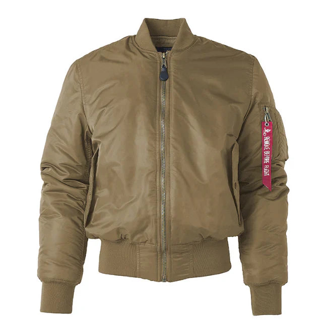 Herr Bomberjacka - Syntetisk Blandning - Klassisk Passform - Ribbstickad Krage & Muddar