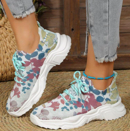Dam Sneakers – Andningsbart Stickat Tyg – Slip-On – Lättviktsstötdämpning