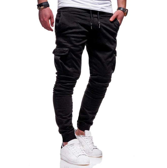 Herrjoggers Cargo – Avslappnad Passform – Bomullsblandning – Dragsko – Mudd vid Benslut