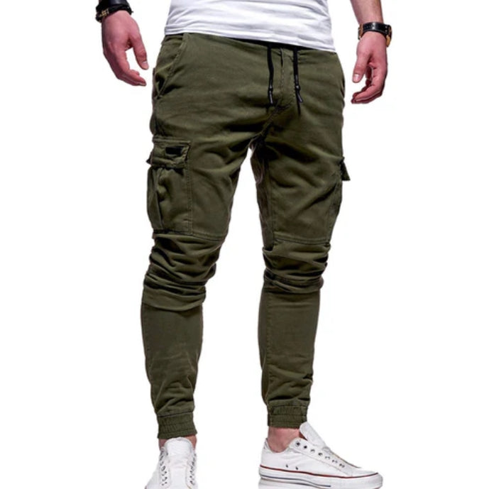Herrjoggers Cargo – Avslappnad Passform – Bomullsblandning – Dragsko – Mudd vid Benslut