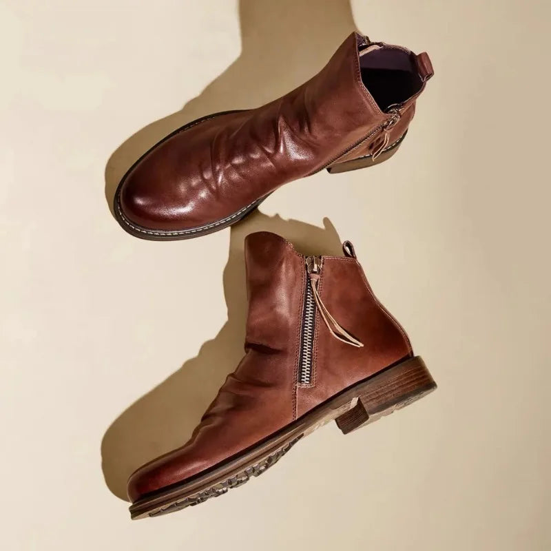 Herr Chelsea boots – Läder – Ankellängd – Dragkedja – Låg klack – Smal passform