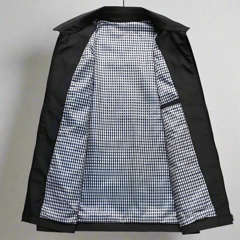 Herr Jacka - Lättviktsmodell med Dragkedja - Klassisk Krage - Fodrad för Komfort